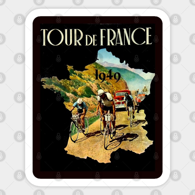 Tour De France Vintage 1949 Bicycle Racing Print Sticker by posterbobs